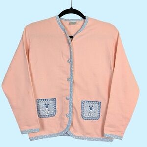 Vtg Benetton Cat Cardigan Top